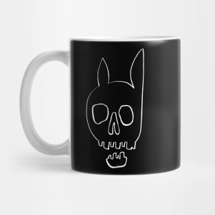 Hand-drawn white skull with ears Mug